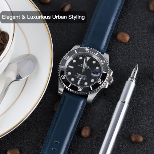 OTTOODY Watch Band, Genuine Leather Watch Strap, 18mm, 19mm, 20mm, 21mm, 22mm, Replacement Strap, Quick Release, No Tools Required, Elegant Calf Leath