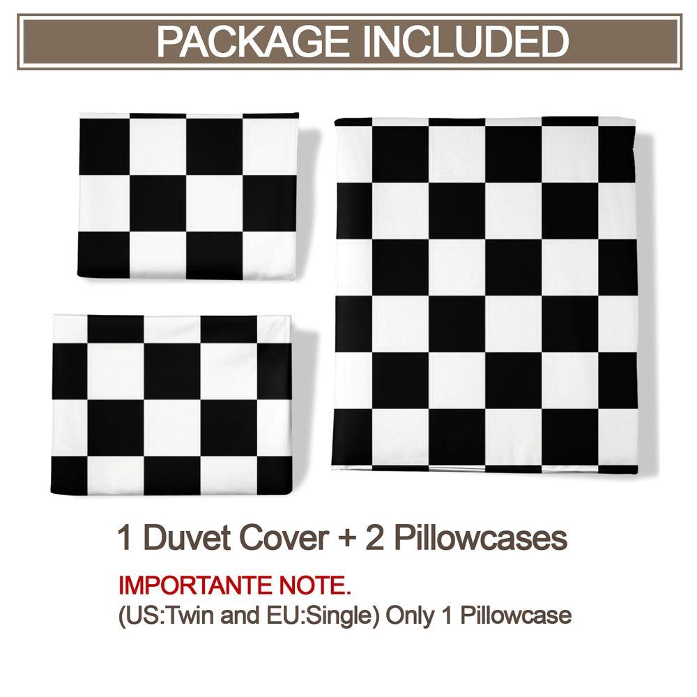 Black And White Checkerboard Duvet Cover Set (1 Duvet Cover & 1/2 Pillowcase) Soft Modern Bedding Set For Bedroom Decor
