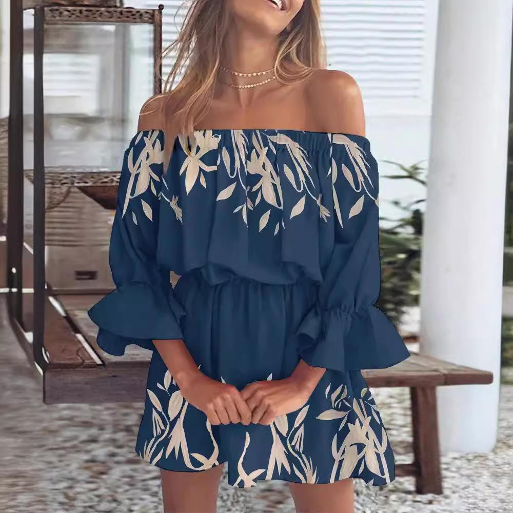 QICED Women's Sexy Fashion One Shoulder Printed Dresses