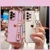 For Samsung S24 Ultra Love Heart Pattern Phone Case Cover With Wristband For Daily Use