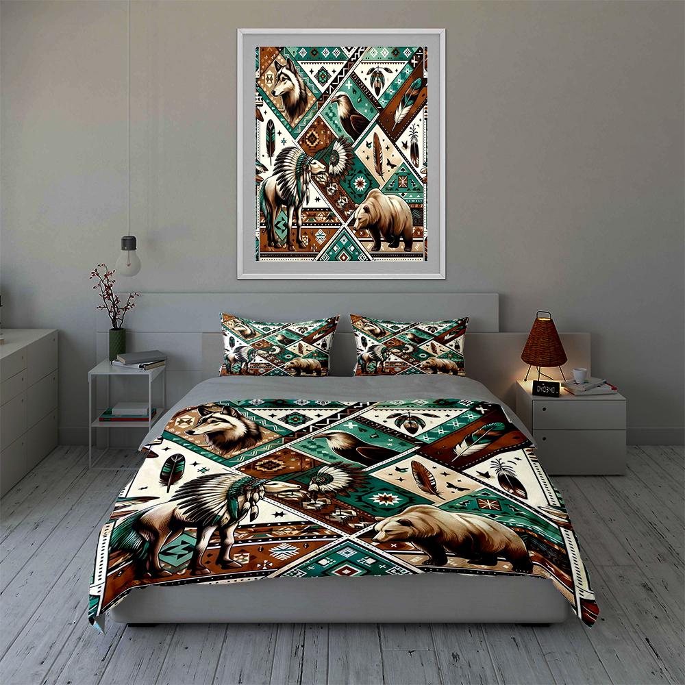 Animal Tribal Motifs Bedding Duvet Cover Sets Duvet Covers Pillowcases Gifts (1 * Duvet Cover 2 * Pillowcases, Without Duvet Insert)