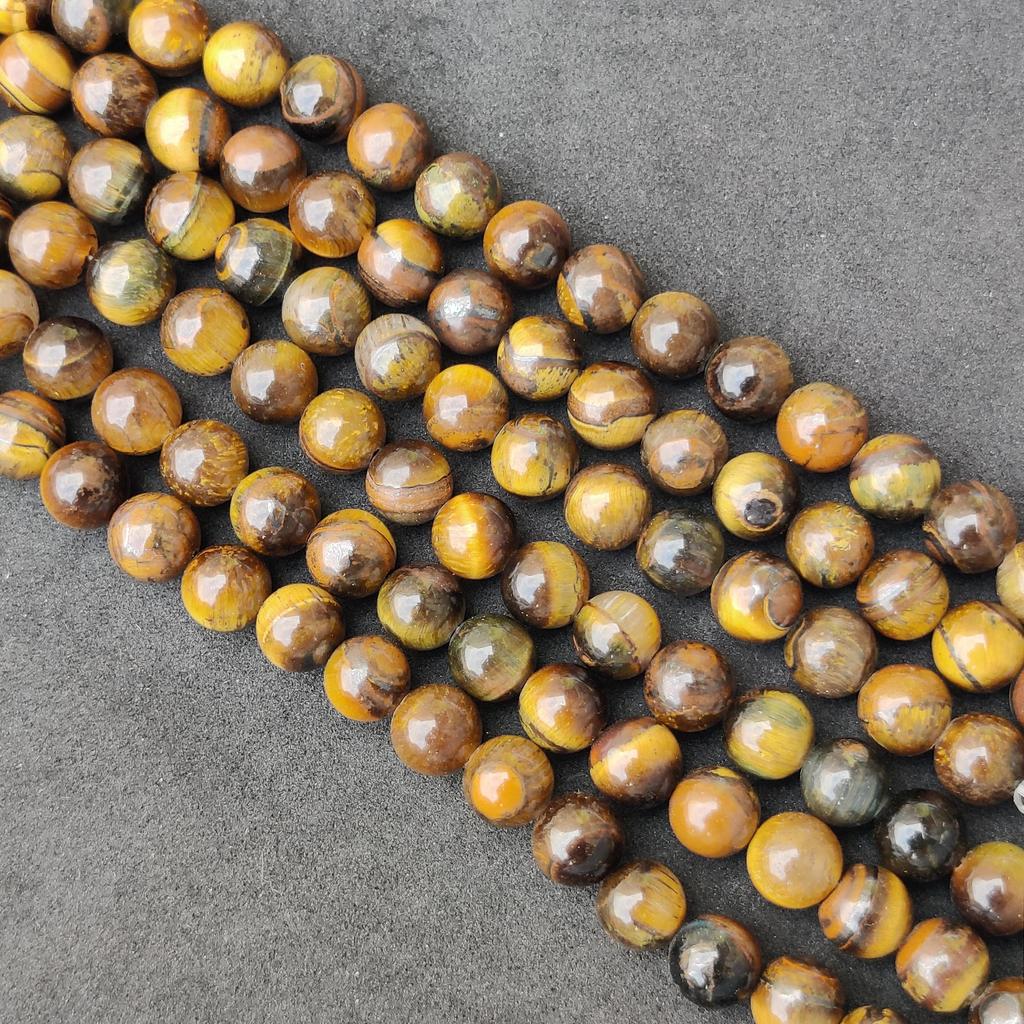 Natürliche, goldene Tigerauge-Runde Perlen, lose Edelsteinperlen zum Selbermachen, für Armband- und Halsketten, Größe 6 mm, 8 mm, 10 mm.