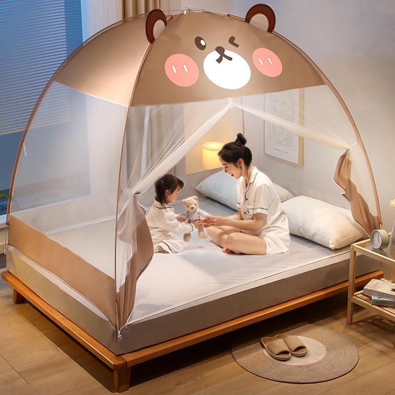 Foldable Mosquito Net Canopy for 1.5-1.8m Beds, Free Installation, Bedroom Yurt Tent