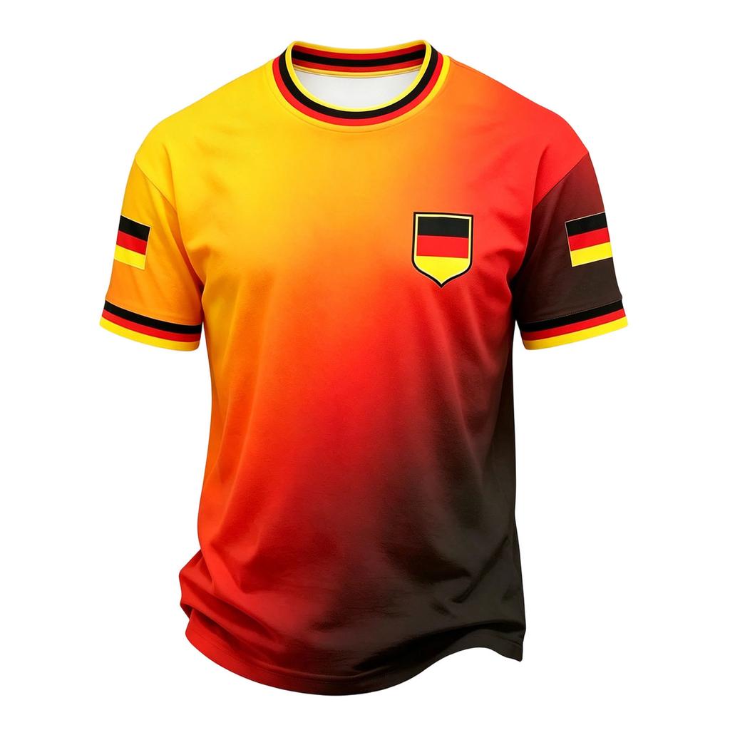 Men's Casual Printed Crew Neck Lightweight Breathable Short Sleeve Shirt Lettering Design Germany Soccer Theme