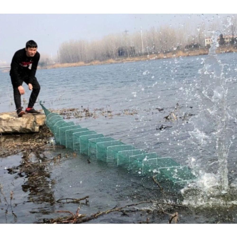Durable Nylon Mesh Magic Fishing Trap Black Foldable Fishing Net 17 Section+10 Holes Easy Throw Crab Baits Trap Outdoor