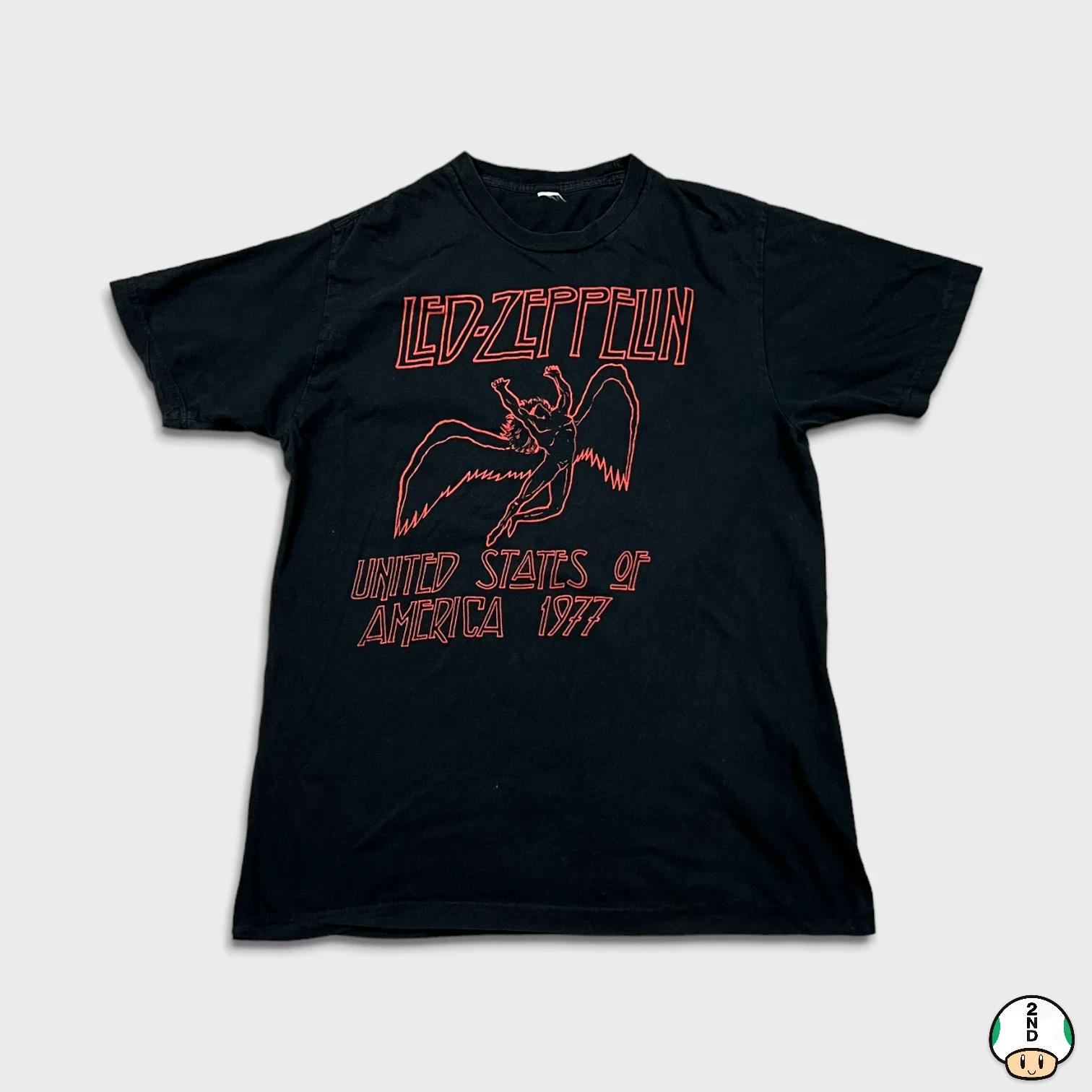 

Vintage Y2K Led Zeppelin T Shirt Mens Small Black USA 1977 Rock Band Graphic Tee 4XL