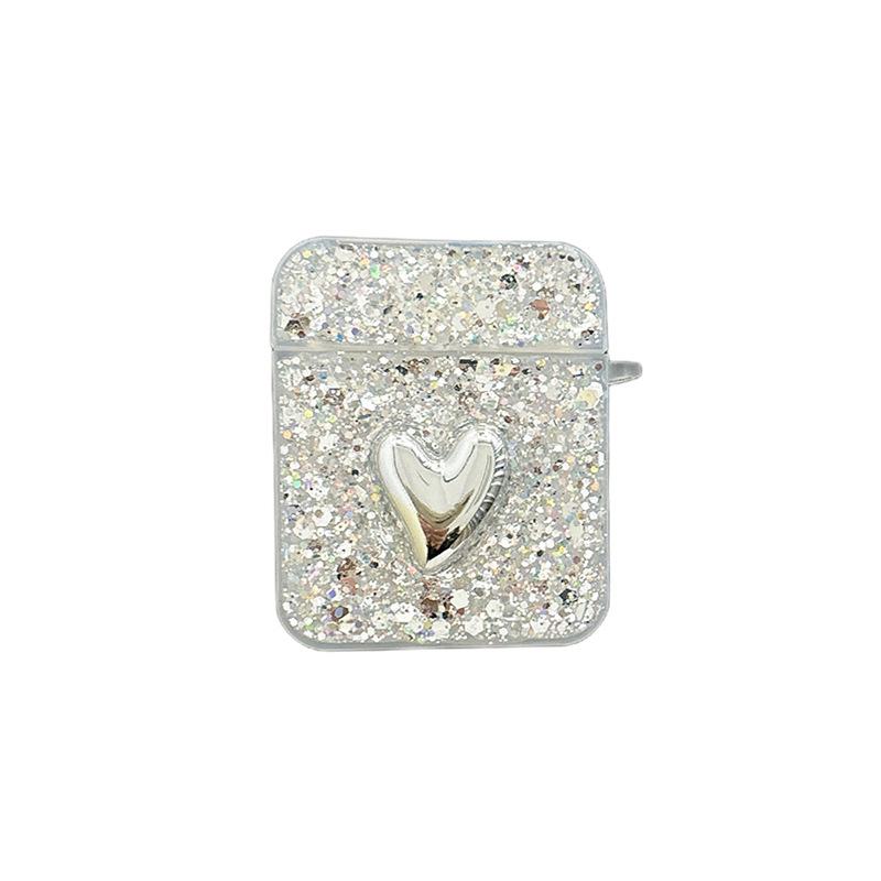 Square Bluetooth Headset Cover For Apple Airpods 4 Generation Glitter Sequins Airpods Pro Love Protective Case