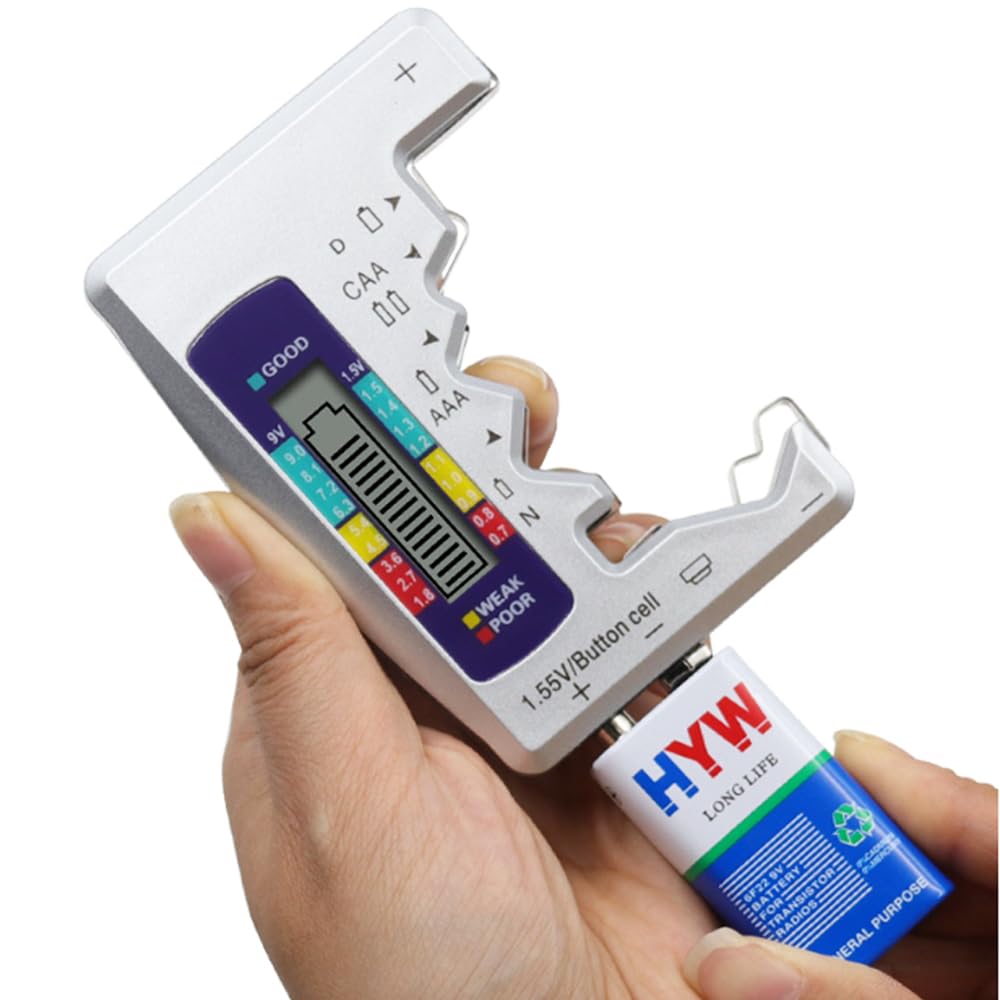 Battery Tester Checker,Digital Battery Capacity Gauge Tester with LCD Display Universal Battery Capacity Detector Tool Small Battery Checker for C D