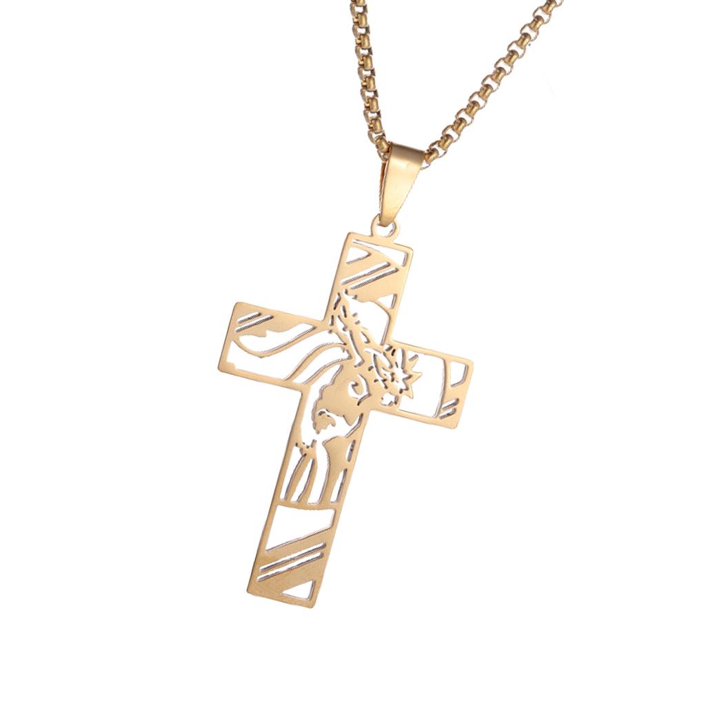 Adjustable Length Clavicle Chain Crucifix Pendant Necklace Unisex Christian Religious Neckchain Jewelry for Men Women