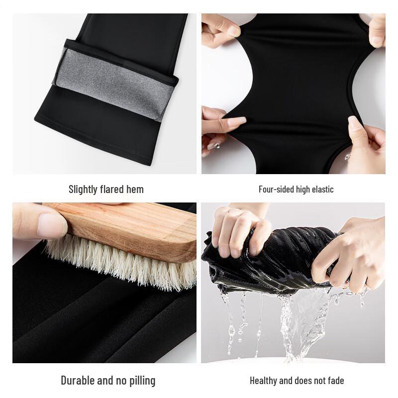 LANSWE Women's 400g Fleece-Lined High-Waist Flare Leggings