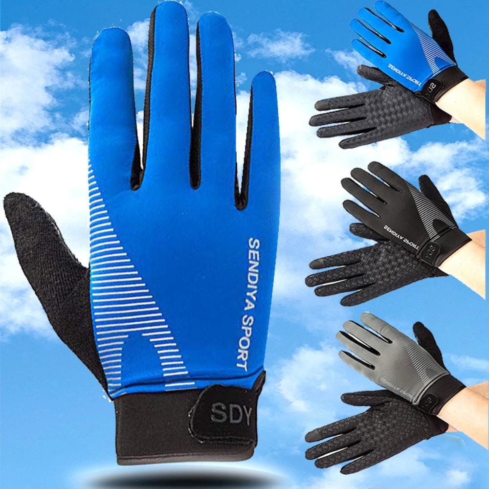 

Summer sunscreen gloves cycling men and women ice silk breathable thin outdoor sports fishing non-slip touch screen M червоний