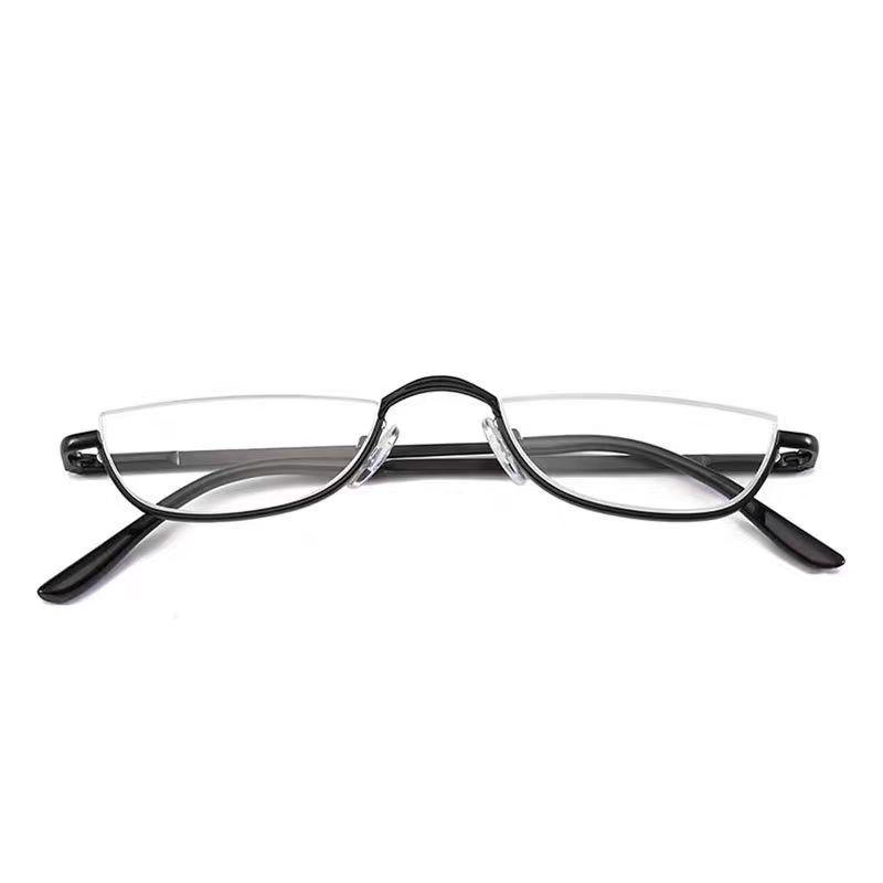 

Трендовые очки для чтения в форме полумесяца с металлическими пружинными дужками и полуободковой оправой для пожилых людей +2.00