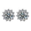 Snowflake Pink Diamond Zircon Sunflower Earrings for Women
