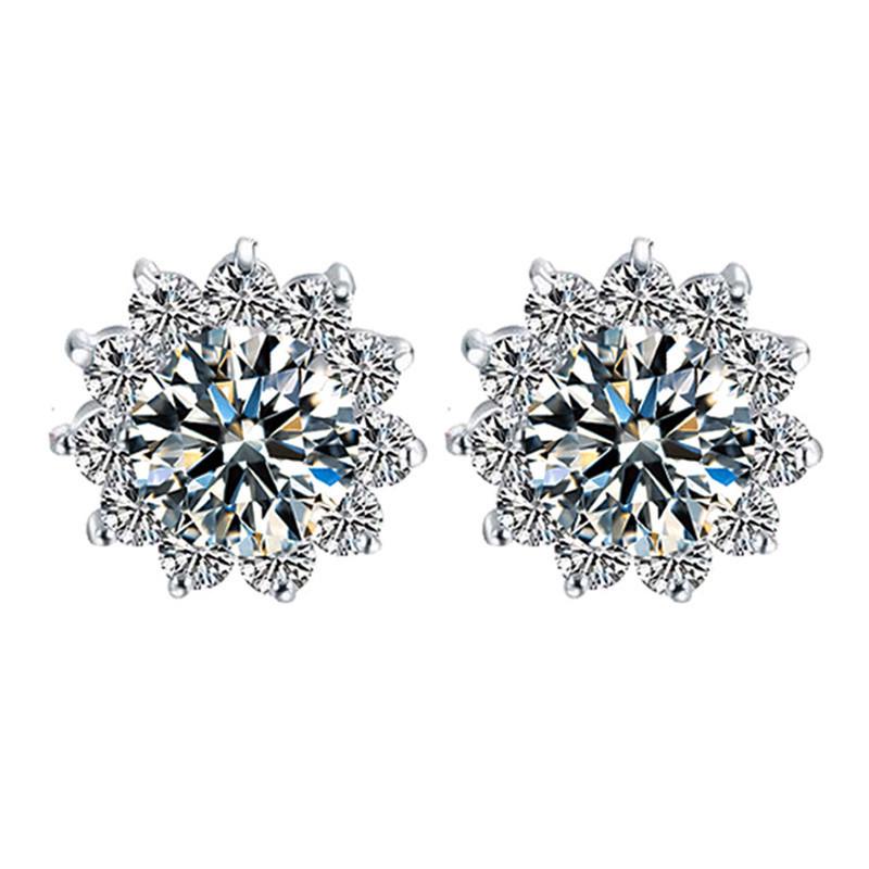 Snowflake Pink Diamond Zircon Sunflower Earrings for Women