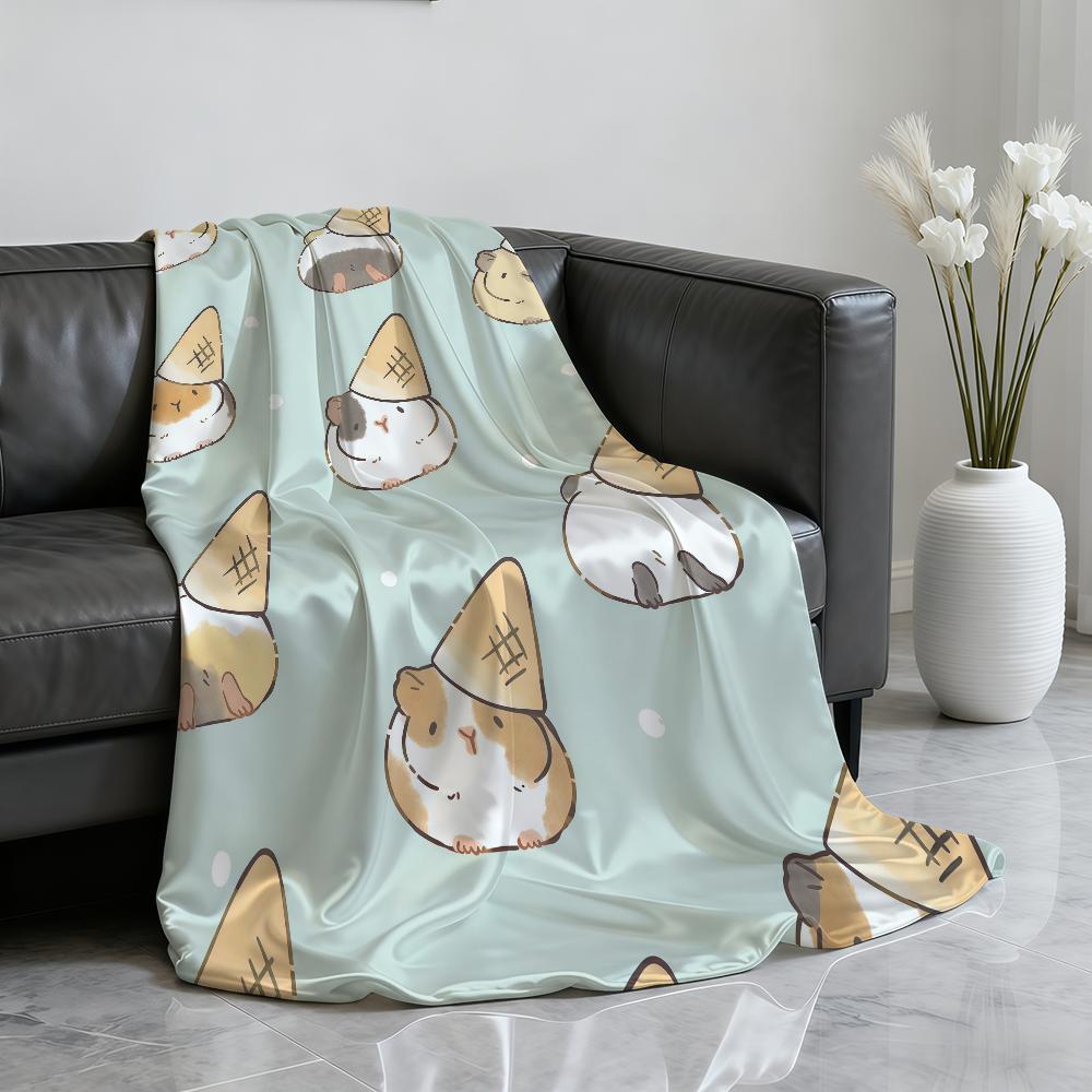 Cartoon Guinea Pig Kawaii Blanket Soft Throw Blanket for Home Bedroom Bed Sofa Picnic Travel Office Rest Cover Blanket Gift