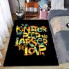 Colorful Artistic Typography Black Carpet with Inspirational Words Suitable for Use As an Anti-slip for Living Room Bedroom Sofas