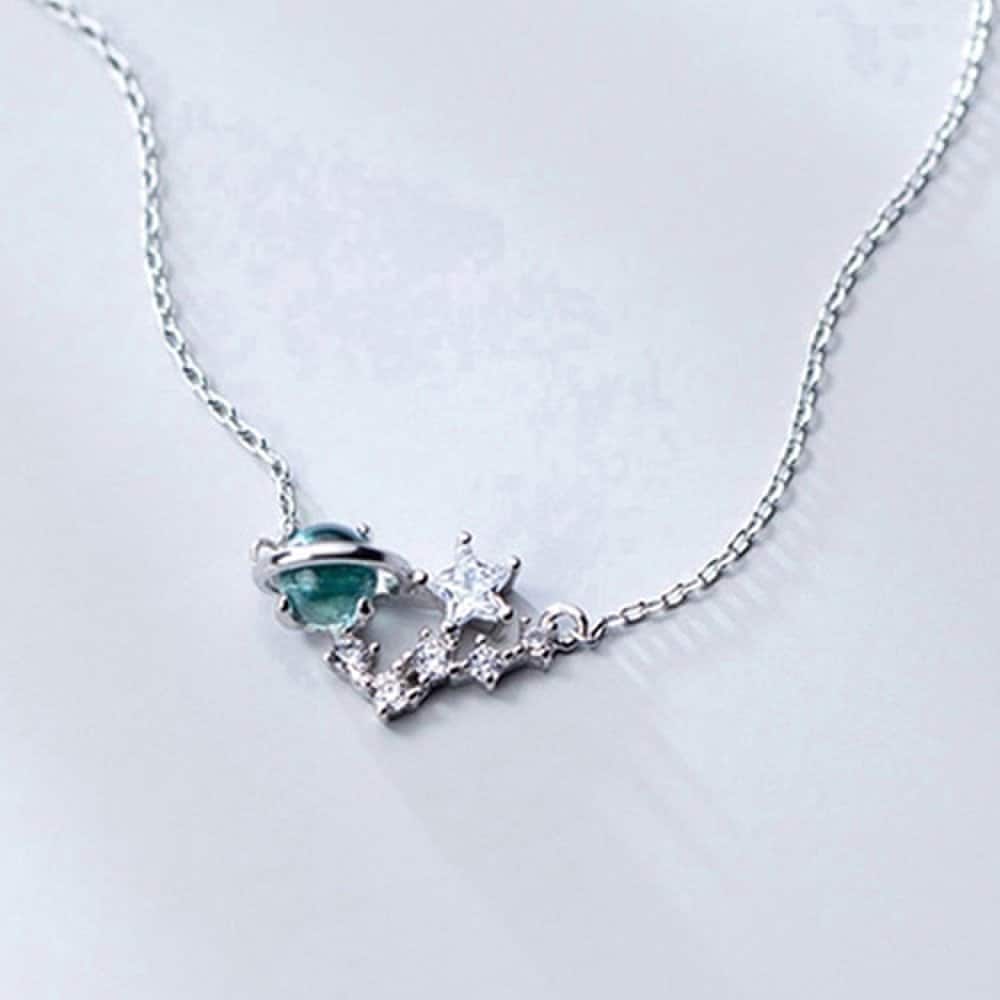 Silver 925 Space Planet Cubic Star Space Necklace N018