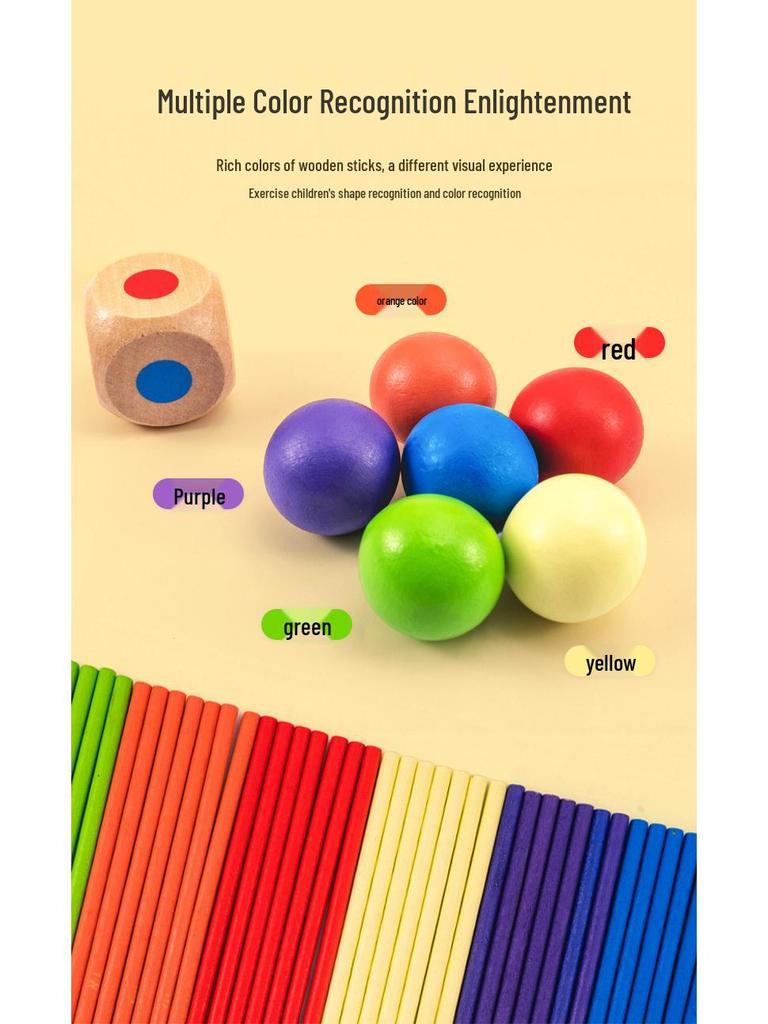 Interactive Colorful Wooden Stick Building Blocks - Early Education Toy for Ages 3-6