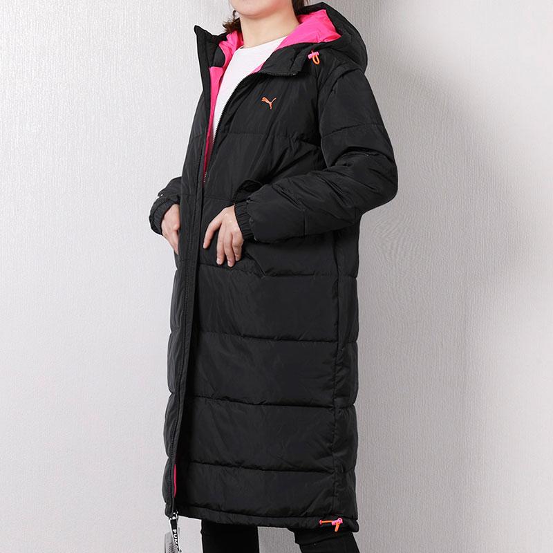 Puma Hooded Sports Warm Mid-Length Cotton Coat Women Coats Black 577708-01