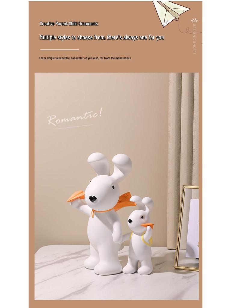 Kreatives handgefertigtes Harz-Kaninchen-Tablett-Ornament zur Dekoration des Hauseingangs