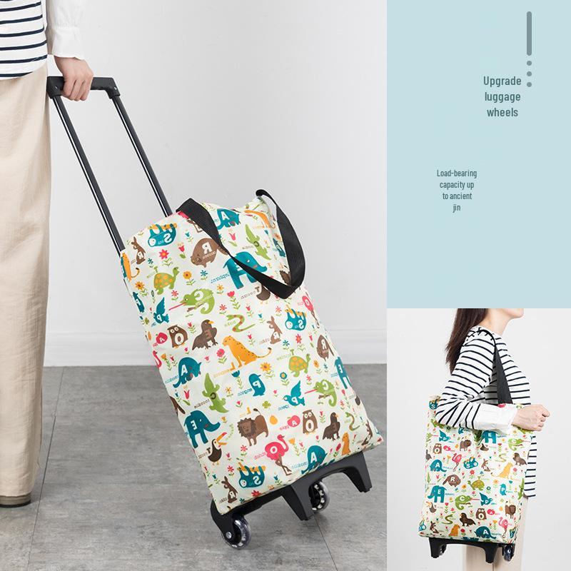 Tragbarer Faltbarer Einkaufstrolley mit Rädern - Umweltfreundlicher Multifunktionaler Handgezogener Wagen