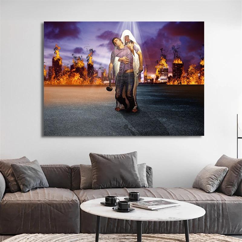 Jesus Lion Christian Hand of God Canvas Painting  Religious Posters and Prints Wall Art Lamb of God Pictures Room Home Decor