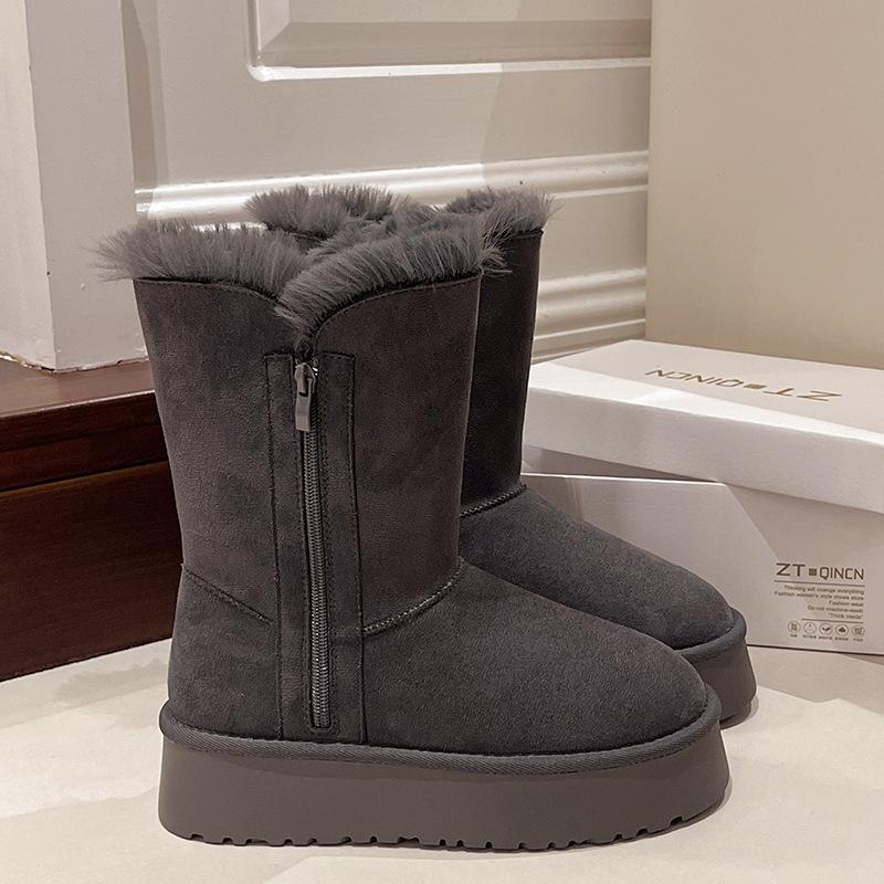 

Women s thick-soled winter lightweight warm cold plush snow boots non-slip wear-resistant casual sneakers cotton boots 40 серый
