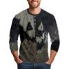 Men's Halloween Printed  Collar Three-Quarter Sleeve