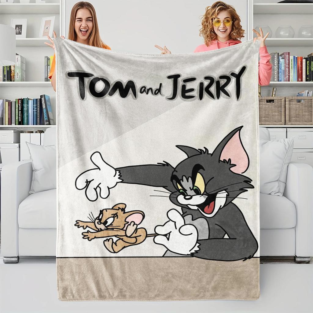Coperta Classica Tom & Jerry Cartone Animato Tom e Jerry Stampata Flanella Plaid per Casa Tempo Libero Campeggio Viaggio Regalo di Festa per Bambini