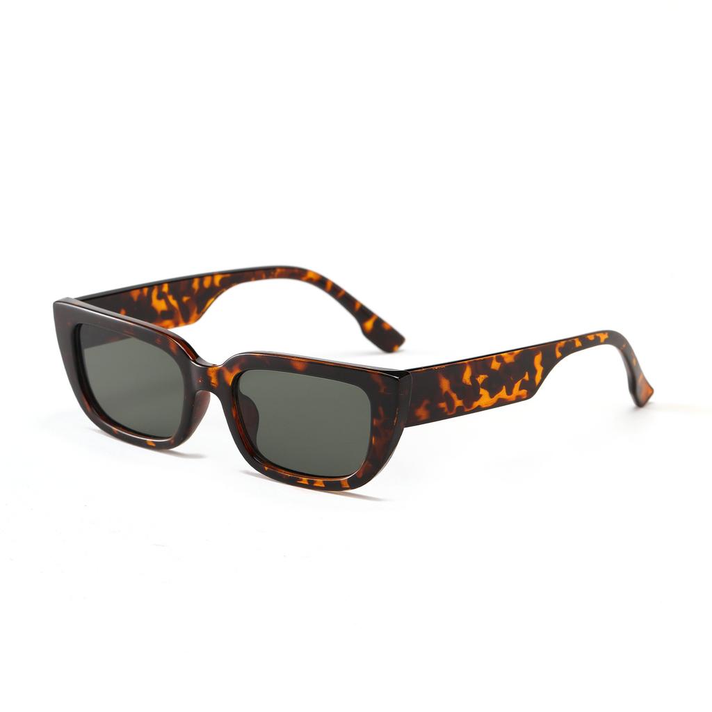Glasses 95137 Square Small Frame Tortoiseshell Sunglasses Women'S Retro Matte Tea Sunglasses Men