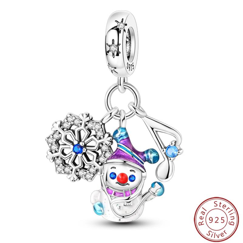 Copper Romantic Christmas Snowman Gingerbread Santa Claus Charms Bead Fit 3Mm Diy Fine Jewelry Accessories