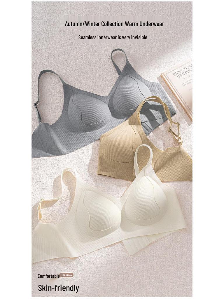 Women's Seamless Anti-Gravity Bra: Gather & Lift, Wire-Free, Side Support, Semi-Fixed Cup, Anti-Sagging for Small Breasts – Perfect for Fall/Winter.
