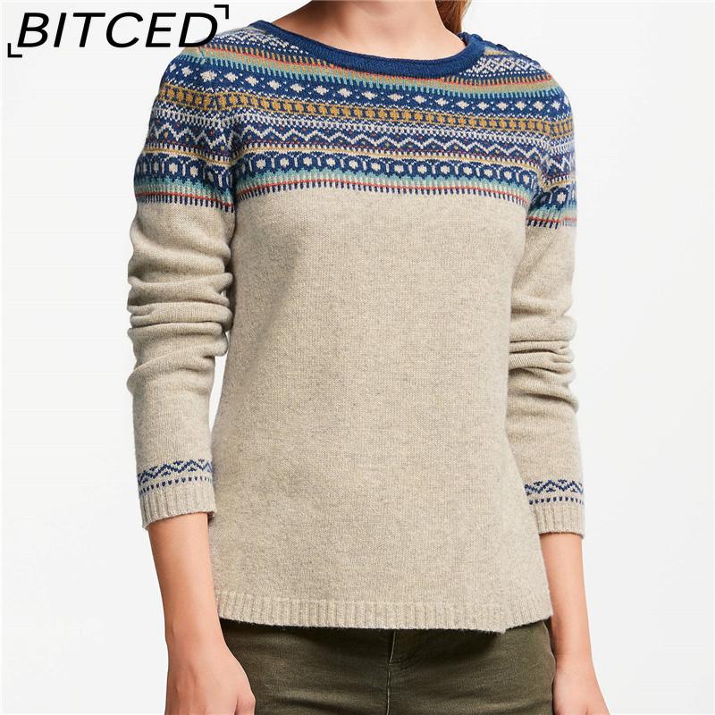 Женский свитер BITCED - С круглым вырезом, с цветовыми блоками, оверсайз, модный вязаный пуловер S