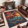Horse Theme Crystal Velvet Floor Rug Personalized Custom Name Text Warm Carpet Home Decoration