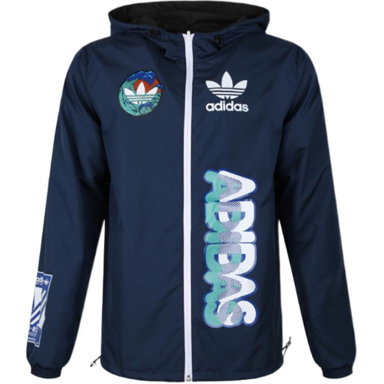 adidas Originals Rev Wb Pruhovaný Logo Ležérní S Kapucí Vetrovka Oboustranná Bunda Pánské bundy Černá DX4218