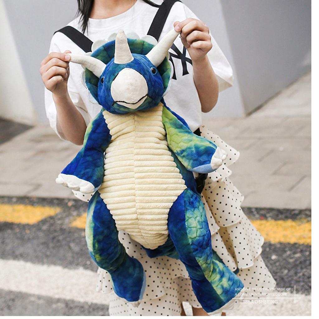 Kids Dinosaur Backpack Cartoon 3D Dinosaur Shape Soft Plush Kids Cute Animal Backpack for Travel School Camping