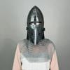 Nurnberg Bascinet Hounskell Helmet Barbuta Chainmail Steel Helmet Medieval Knight Chainmail Hand Forged LARP  Best Gift
