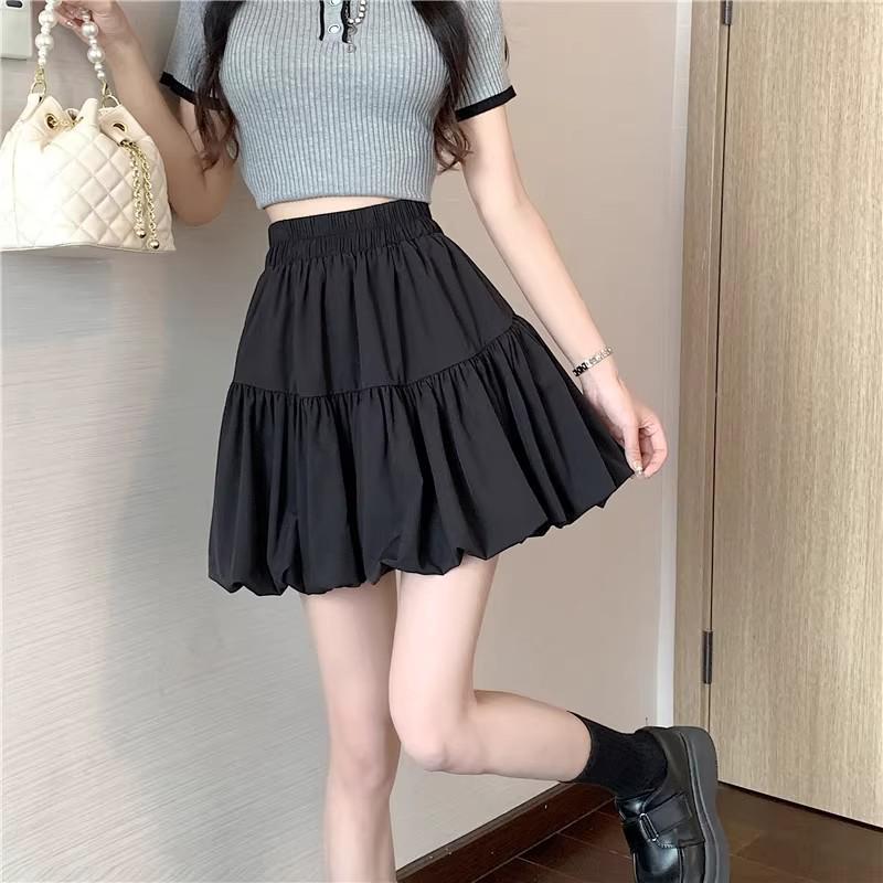 2026 Spring/Summer Women's White High-Waisted A-Line Tulip Skirt – Anti-Exposure, Slimming, Petite/Tall