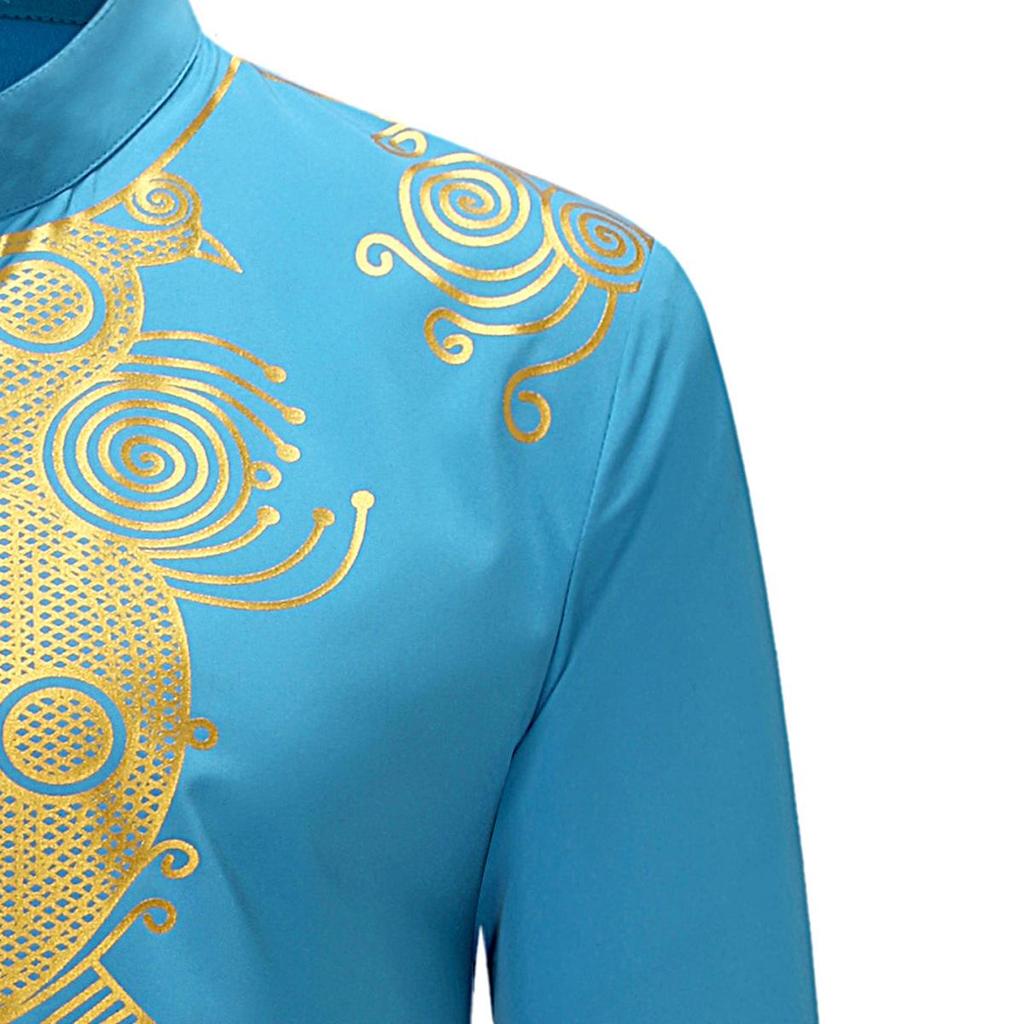 Men's Shirt - Autumn/Winter Casual Stand Collar, Hot Stamping, Medium Long Style (CG9)