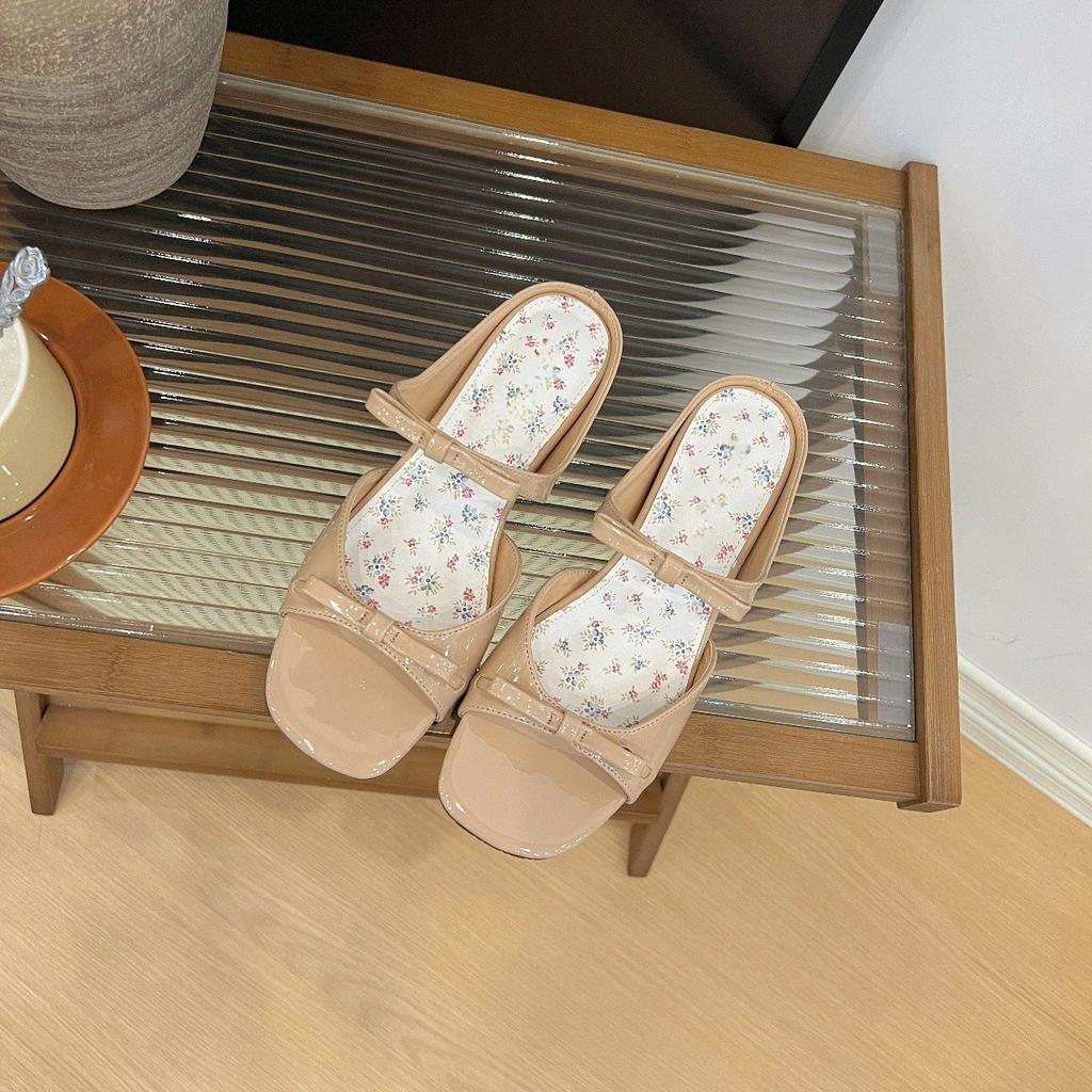 Small Inner Height Increase Women's Shoes French Beautiful Floral Bow Open-toed Cool Slippers Outer Wear Spring and Summer Skirt