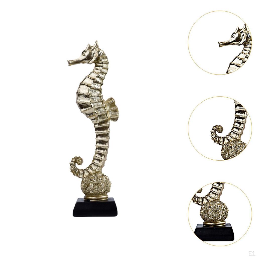 Animal Sculpture Seahorse Statue Crafts Mediterranean Tabletop Ornament Resin Figurine for Bookshelf