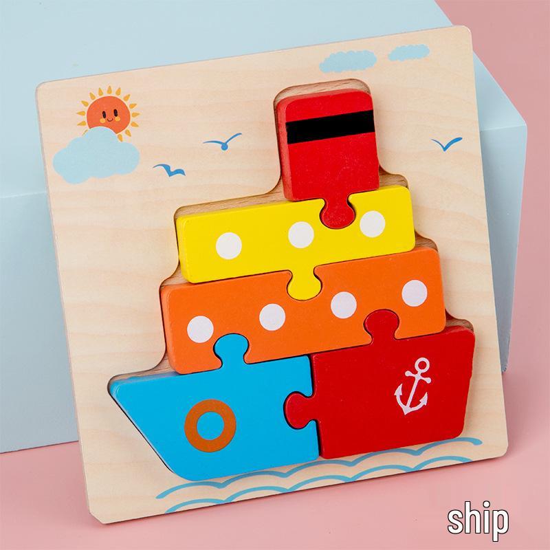 3D Wooden Puzzle Blocks for Toddlers: Educational Snap Fit Toys for Ages 3-6, Boys and Girls