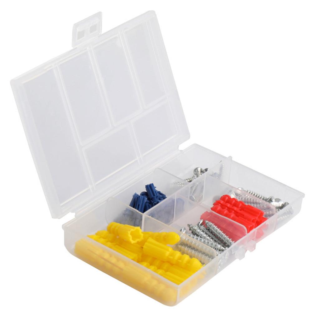 60PCS Self-Drilling Ribbed Plastic Wall Anchors with Stainless Steel Screws Assortment Kit for Drywall, Concrete, M5 M6 M8 Sizes