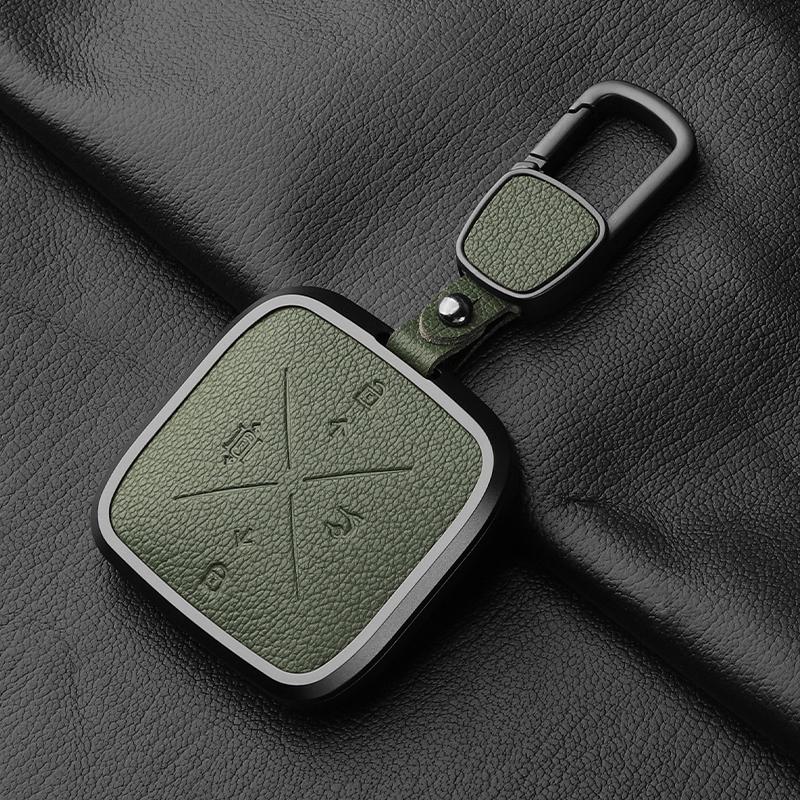 For Zeekr 001 007 7X X 009 Key Case Buckle Bluetooth Card Key Case Real Goat Leather Car Accessories Car Key Cover Modification