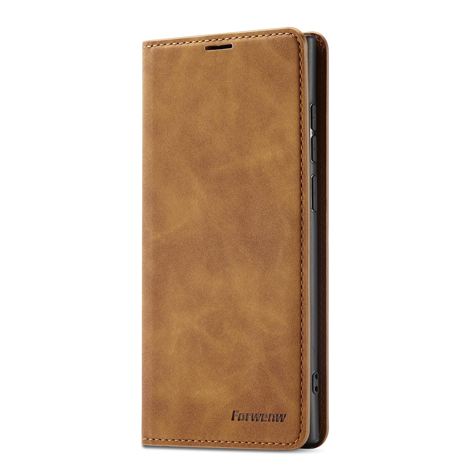 

Кожаный флип-чехол для Samsung Galaxy S24 Ultra S23 FE Plus A15 A25 A35 A55 A05 A05S 5G A14 A34 A54, деловой чехол-кошелек для телефона Galaxy A55 коричневый