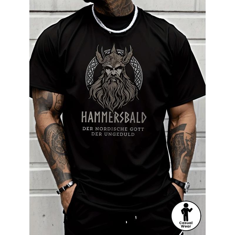 

Men S Trendy Black T-Shirt Featuring a Viking God Design, Perfect for Casual Street Style 4XL чорний