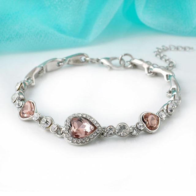 

Браслет Ocean Heart Crystal Rhinestone для женщин Femme Girl, браслеты из нержавеющей стали в подарок красный