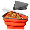 Reusable Pizza Storage Container with 5 Microwavable Serving Trays Food Grade Silicone Pizza Slice Container Adjustable
