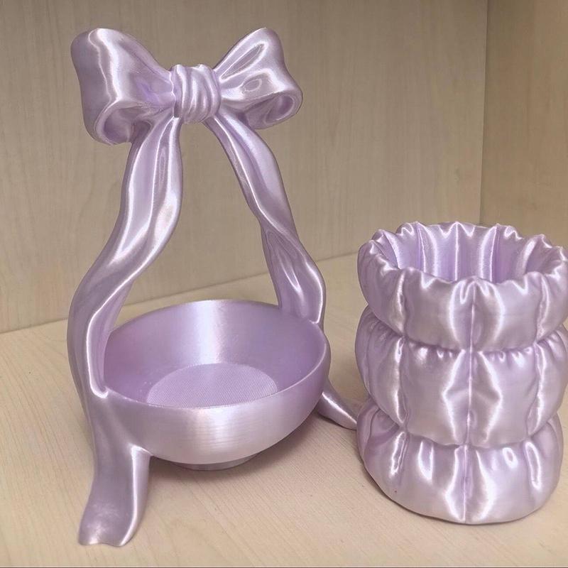 3D Printing Bow-Shaped Storage Tray Ins Lolita-Style Princess Dress Makeup Brush Pen Holder Desktop Cosmetic Jewelry Storage Box