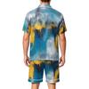 Men Satin Short Sleeve Pajama Set Two Piece Sleepwear with Shorts and Pockets Lightweight Comfortable Lounge Wear